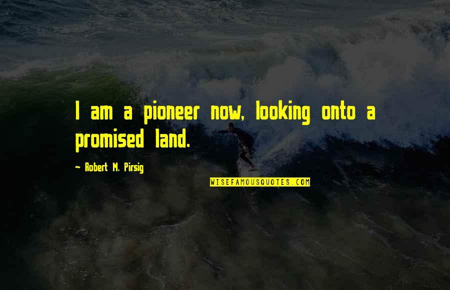 Promised Land Quotes By Robert M. Pirsig: I am a pioneer now, looking onto a