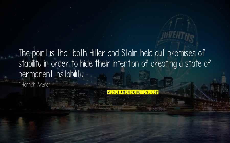 Promises That Quotes By Hannah Arendt: The point is that both Hitler and Stalin