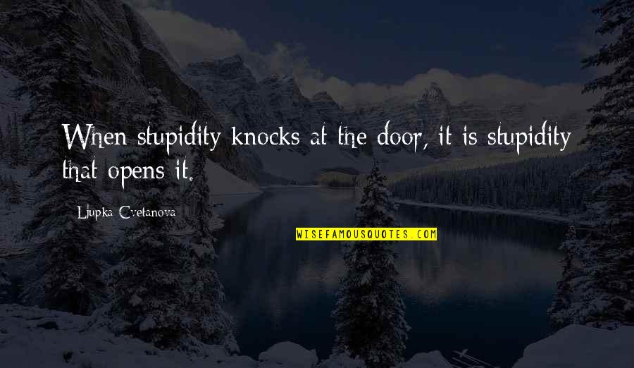 Promote Peace Quotes By Ljupka Cvetanova: When stupidity knocks at the door, it is