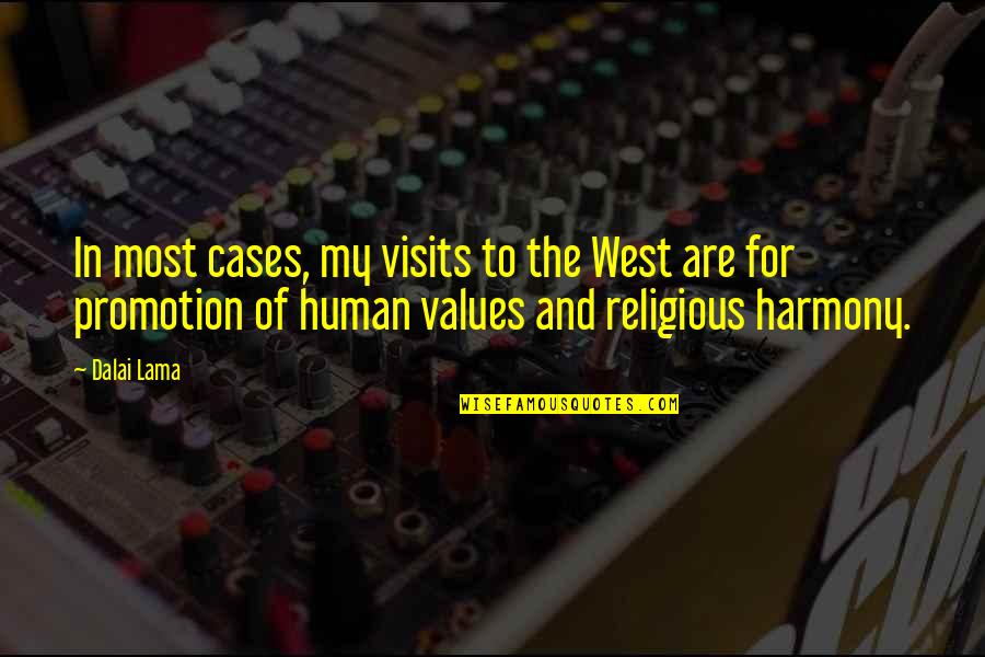 Promotion Quotes By Dalai Lama: In most cases, my visits to the West