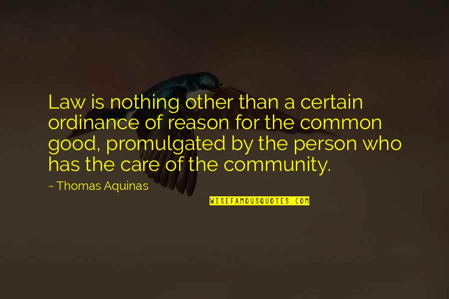 Promulgated Quotes By Thomas Aquinas: Law is nothing other than a certain ordinance