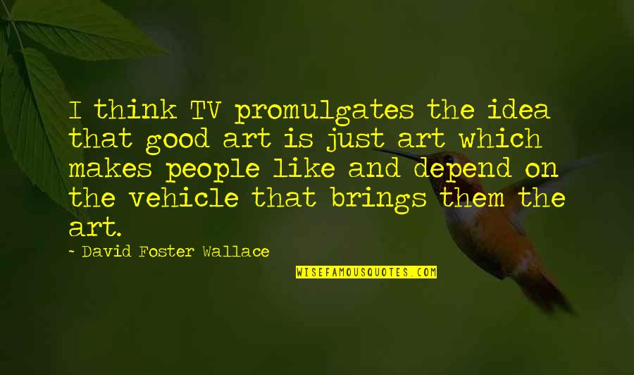 Promulgates Quotes By David Foster Wallace: I think TV promulgates the idea that good