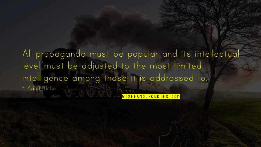Propaganda Quotes By Adolf Hitler: All propaganda must be popular and its intellectual