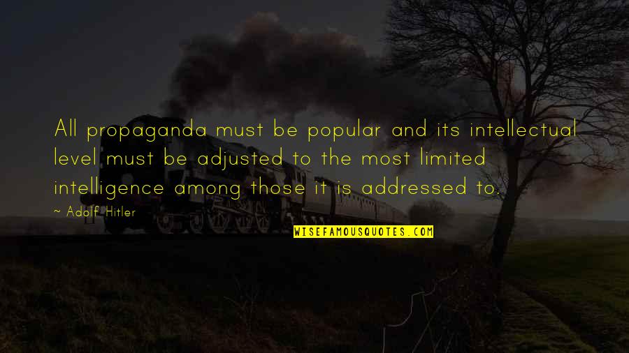 Propaganda Quotes By Adolf Hitler: All propaganda must be popular and its intellectual Propaganda Quotes By Adolf Hitler: All propaganda must be popular and its intellectual