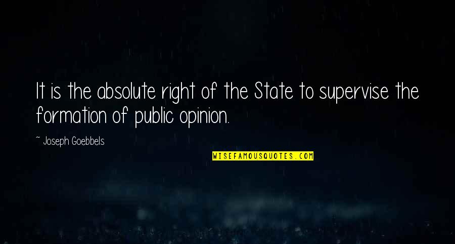 Propaganda Quotes By Joseph Goebbels: It is the absolute right of the State