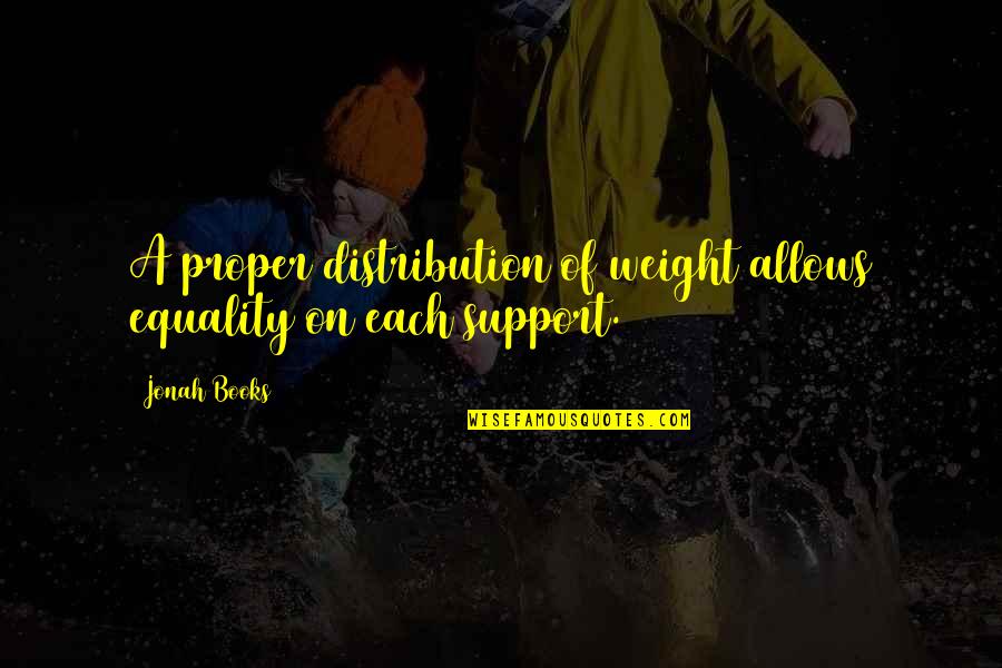 Proper Living Quotes By Jonah Books: A proper distribution of weight allows equality on