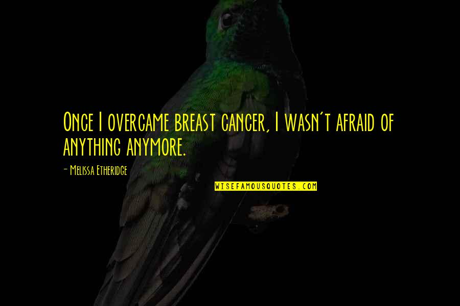 Propertires Quotes By Melissa Etheridge: Once I overcame breast cancer, I wasn't afraid