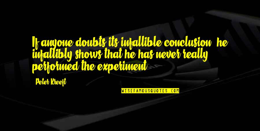 Propertylessness Quotes By Peter Kreeft: If anyone doubts its infallible conclusion, he infallibly