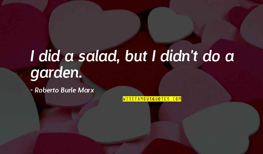 Propertylessness Quotes By Roberto Burle Marx: I did a salad, but I didn't do