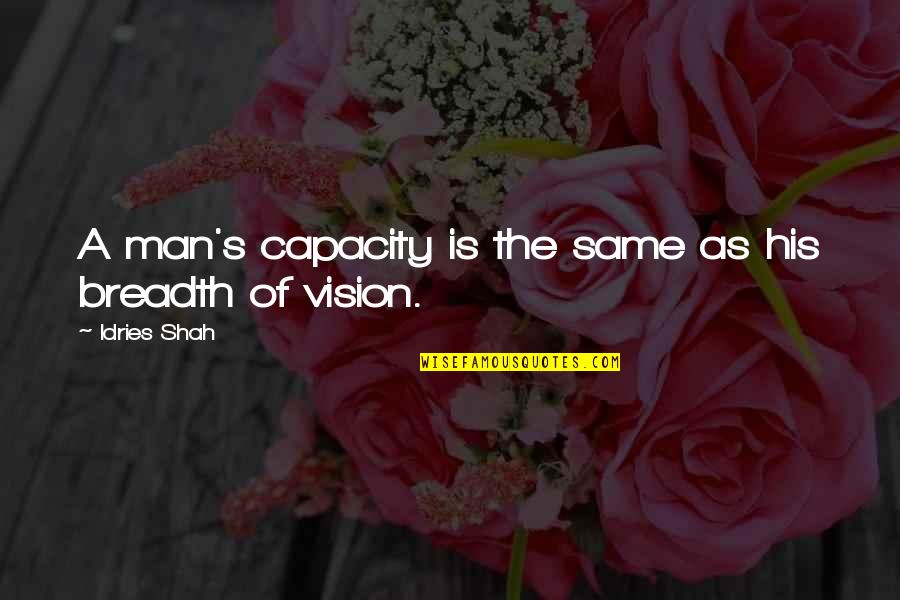 Prophet Muhammad Quotes Quotes By Idries Shah: A man's capacity is the same as his