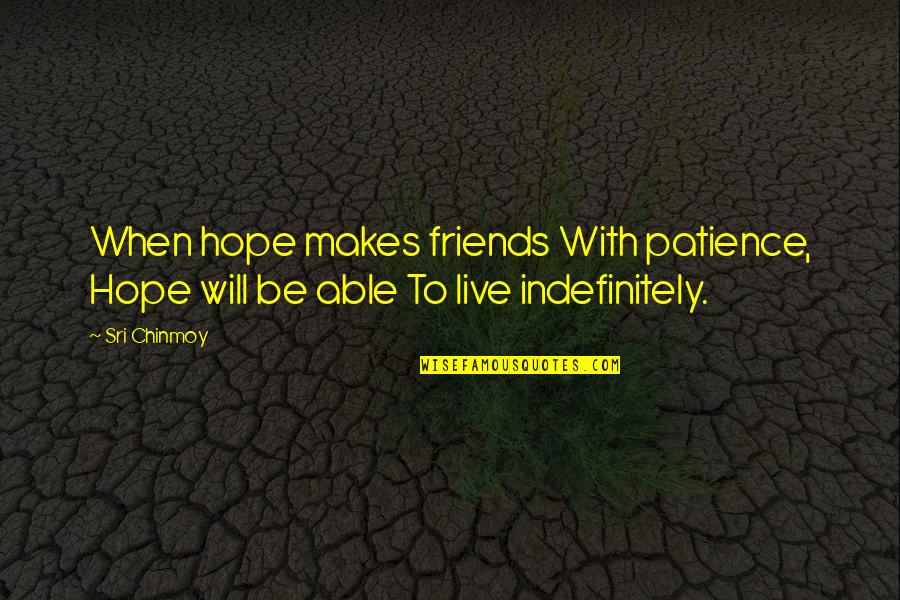 Prophet Of Yonwood Quotes By Sri Chinmoy: When hope makes friends With patience, Hope will