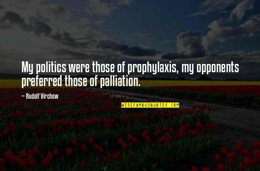 Prophylaxis Quotes By Rudolf Virchow: My politics were those of prophylaxis, my opponents