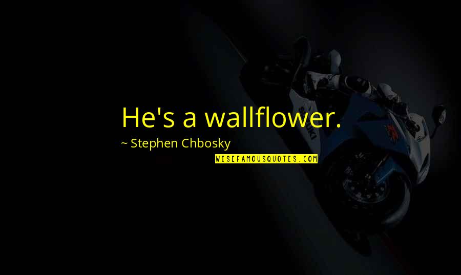Propiedades Fisicas Quotes By Stephen Chbosky: He's a wallflower. Propiedades Fisicas Quotes By Stephen Chbosky: He's a wallflower.
