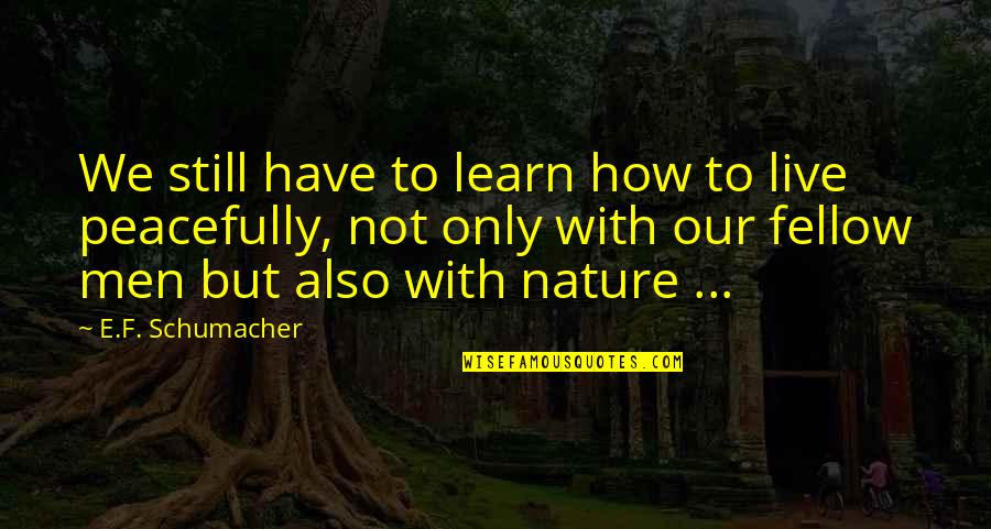 Propine Singapore Quotes By E.F. Schumacher: We still have to learn how to live