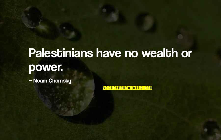 Propionate Quotes By Noam Chomsky: Palestinians have no wealth or power.