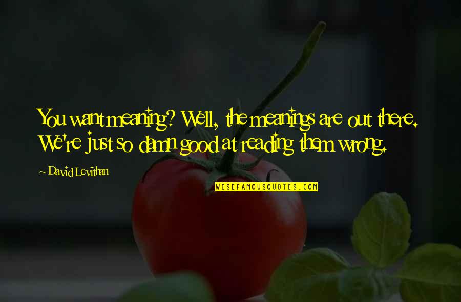 Proporcionales Ejercicios Quotes By David Levithan: You want meaning? Well, the meanings are out