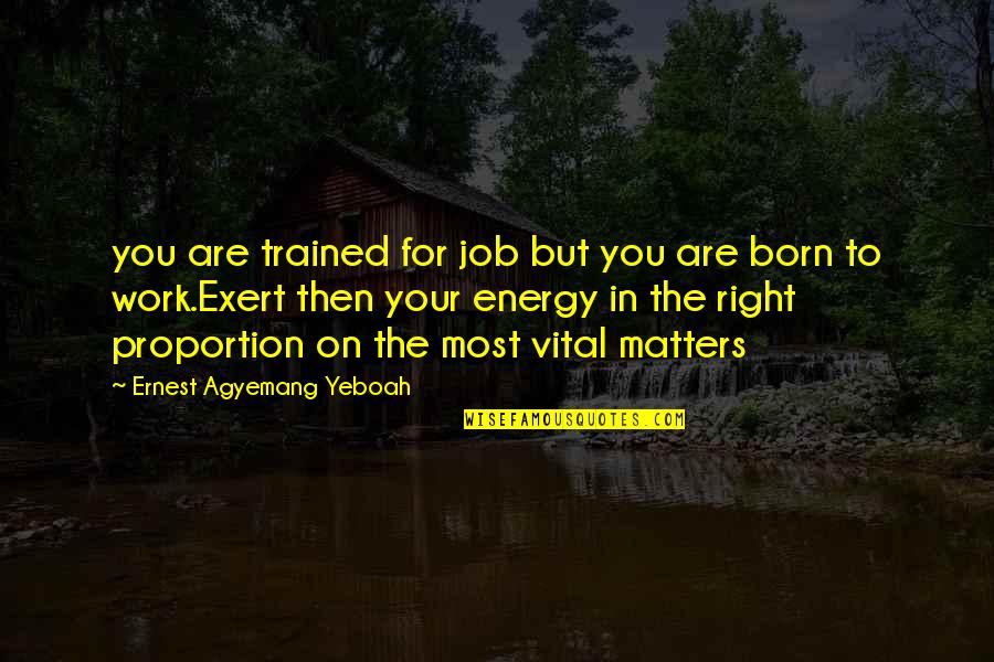 Proportionality Quotes By Ernest Agyemang Yeboah: you are trained for job but you are