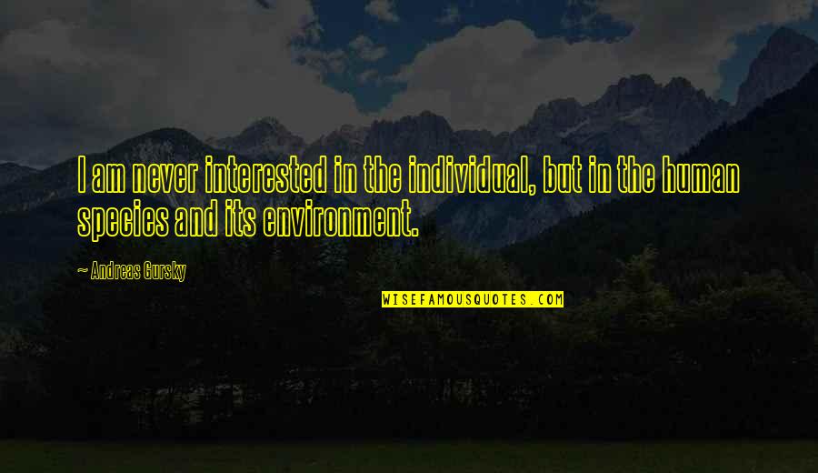 Proposes In Disney Quotes By Andreas Gursky: I am never interested in the individual, but