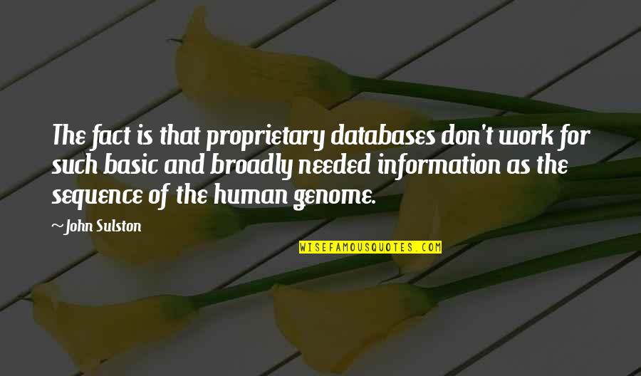 Proprietary Information Quotes By John Sulston: The fact is that proprietary databases don't work