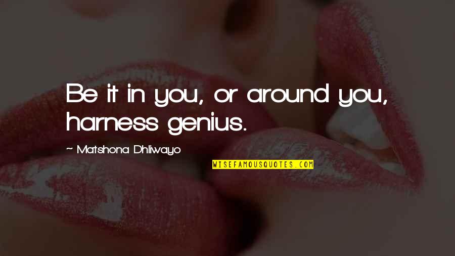 Proprietate Privata Quotes By Matshona Dhliwayo: Be it in you, or around you, harness