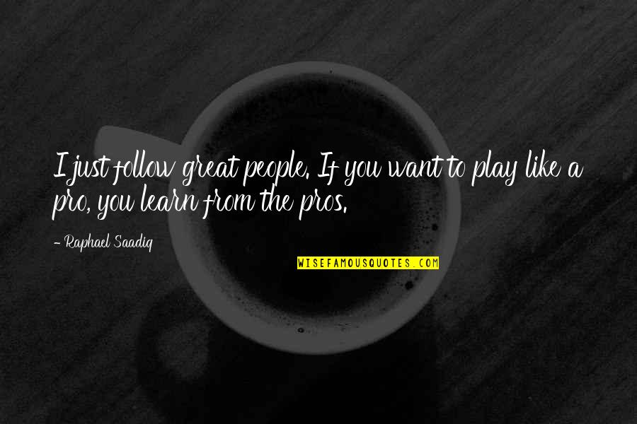 Pros Quotes By Raphael Saadiq: I just follow great people. If you want