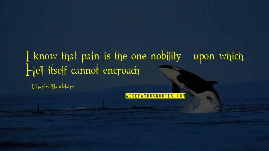 Prosecution Quotes By Charles Baudelaire: I know that pain is the one nobility