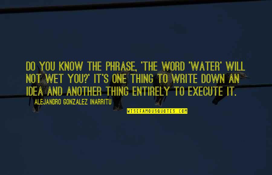 Prosopagnosia Pronounce Quotes By Alejandro Gonzalez Inarritu: Do you know the phrase, 'The word 'water'