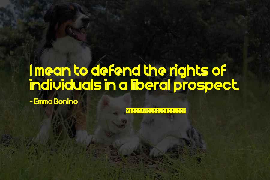 Prospect To Quotes By Emma Bonino: I mean to defend the rights of individuals