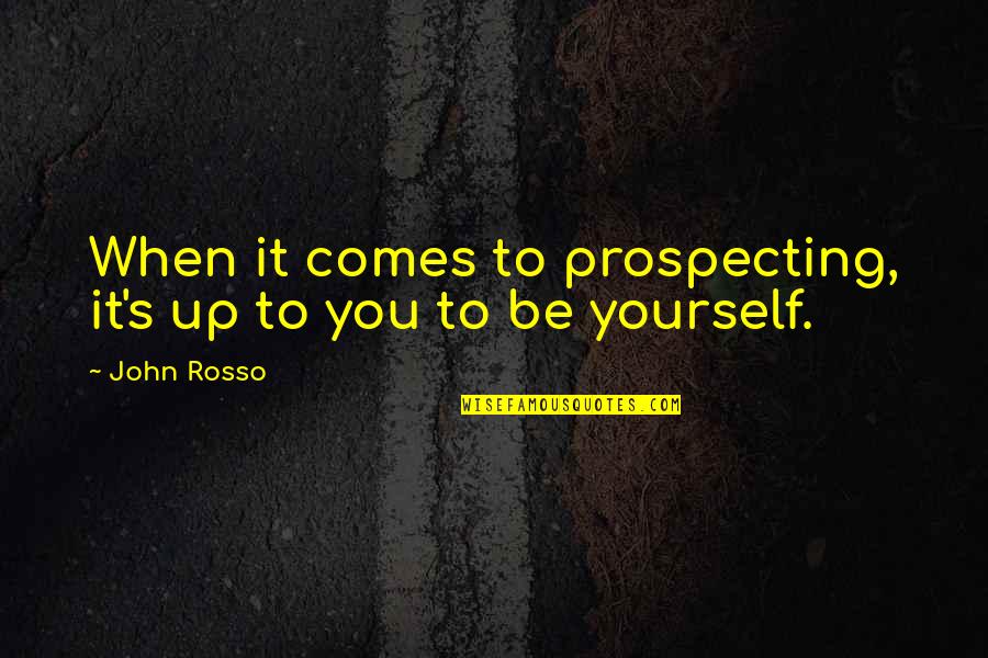 Prospecting Quotes By John Rosso: When it comes to prospecting, it's up to