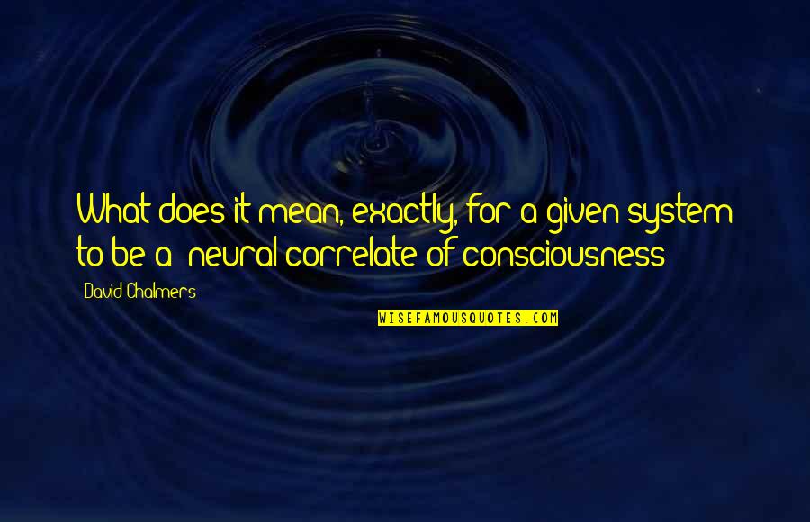 Prosperidad Y Quotes By David Chalmers: What does it mean, exactly, for a given