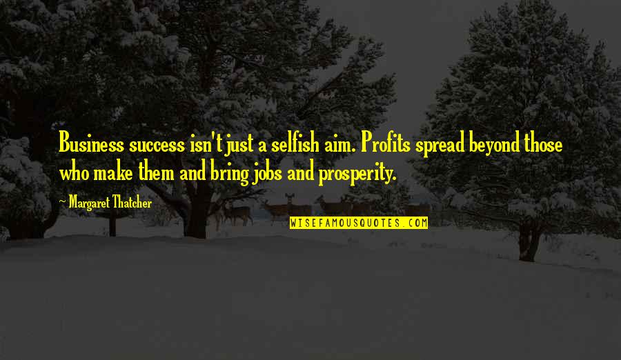 Prosperity And Success Quotes By Margaret Thatcher: Business success isn't just a selfish aim. Profits