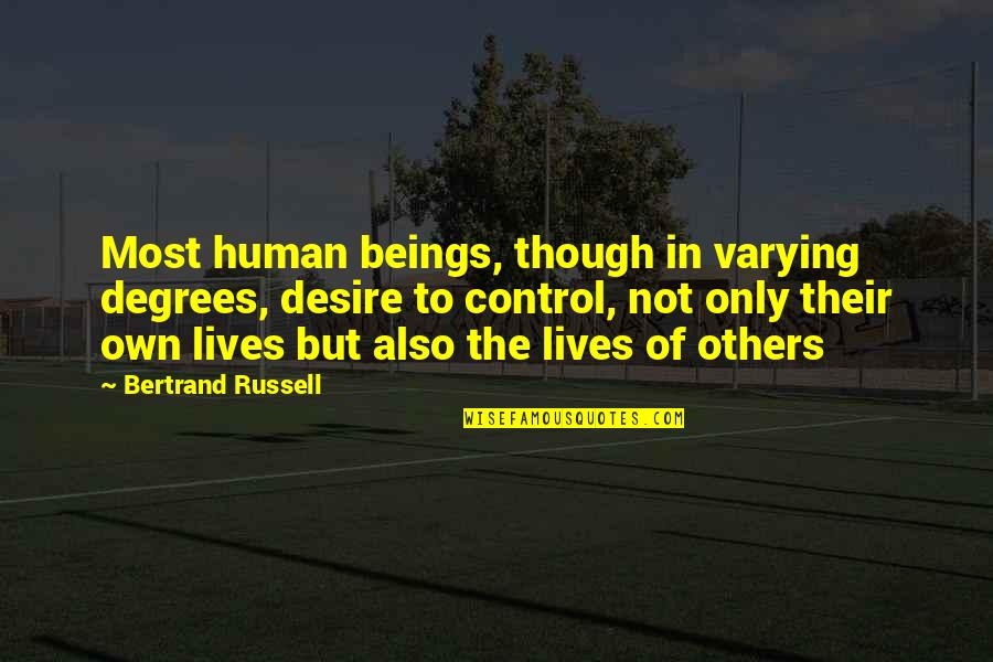Prossima Partita Quotes By Bertrand Russell: Most human beings, though in varying degrees, desire Prossima Partita Quotes By Bertrand Russell: Most human beings, though in varying degrees, desire