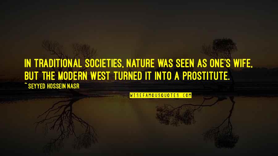 Prostitute Quotes By Seyyed Hossein Nasr: In traditional societies, nature was seen as one's