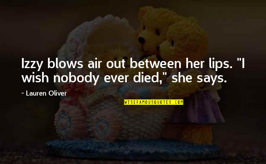 Prostul Rade Quotes By Lauren Oliver: Izzy blows air out between her lips. "I
