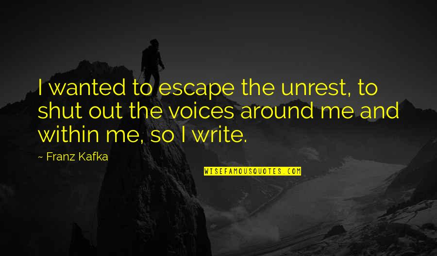 Protect Me From Evil Eye Quotes By Franz Kafka: I wanted to escape the unrest, to shut