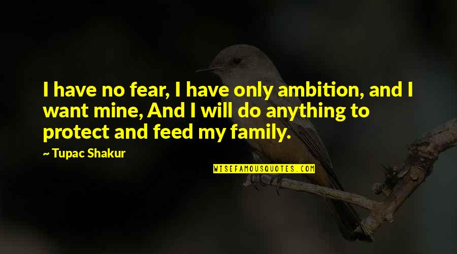 Protect Our Family Quotes By Tupac Shakur: I have no fear, I have only ambition,