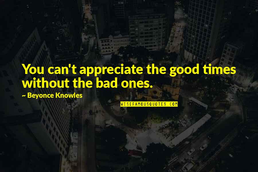 Protecteur D Quotes By Beyonce Knowles: You can't appreciate the good times without the