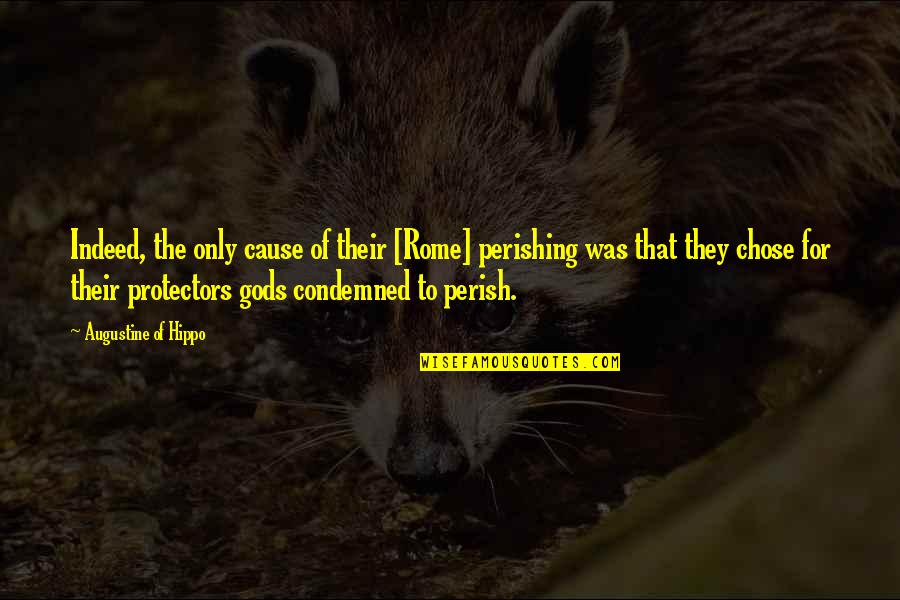 Protectors Quotes By Augustine Of Hippo: Indeed, the only cause of their [Rome] perishing