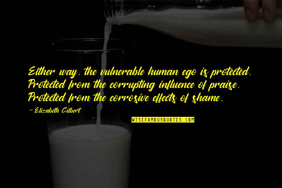 Proteinemia Quotes By Elizabeth Gilbert: Either way, the vulnerable human ego is protected.