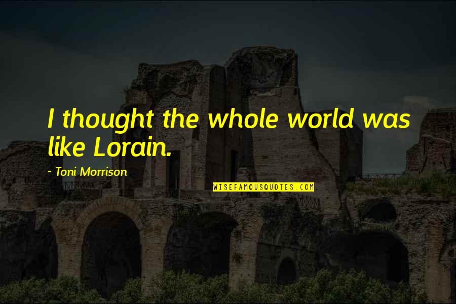Proteomics Companies Quotes By Toni Morrison: I thought the whole world was like Lorain. Proteomics Companies Quotes By Toni Morrison: I thought the whole world was like Lorain.