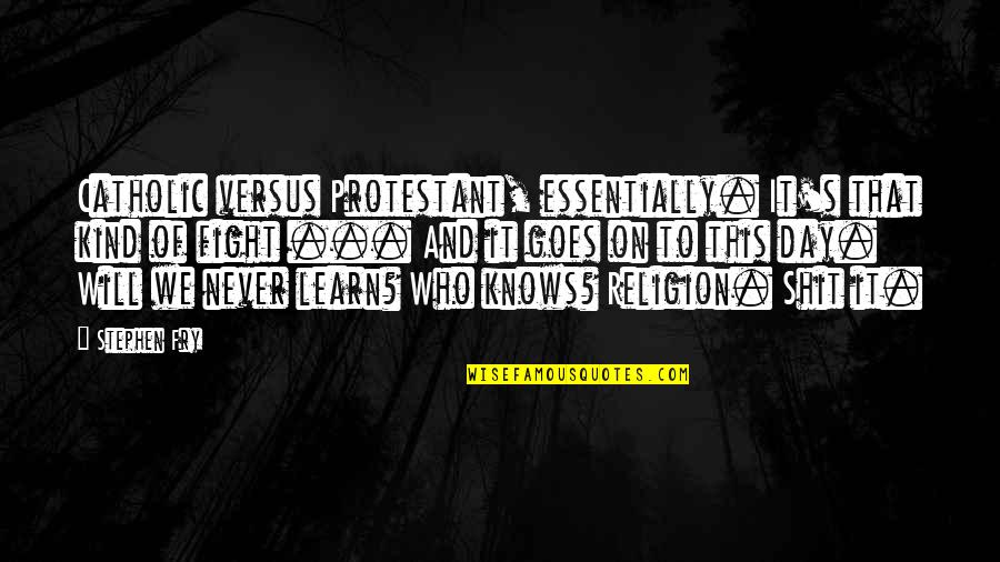 Protestant Quotes By Stephen Fry: Catholic versus Protestant, essentially. It's that kind of