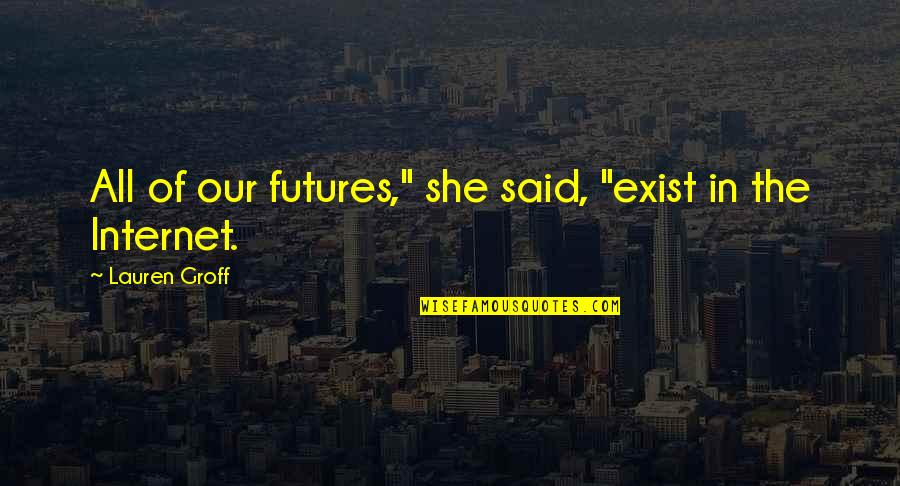 Protinove Quotes By Lauren Groff: All of our futures," she said, "exist in