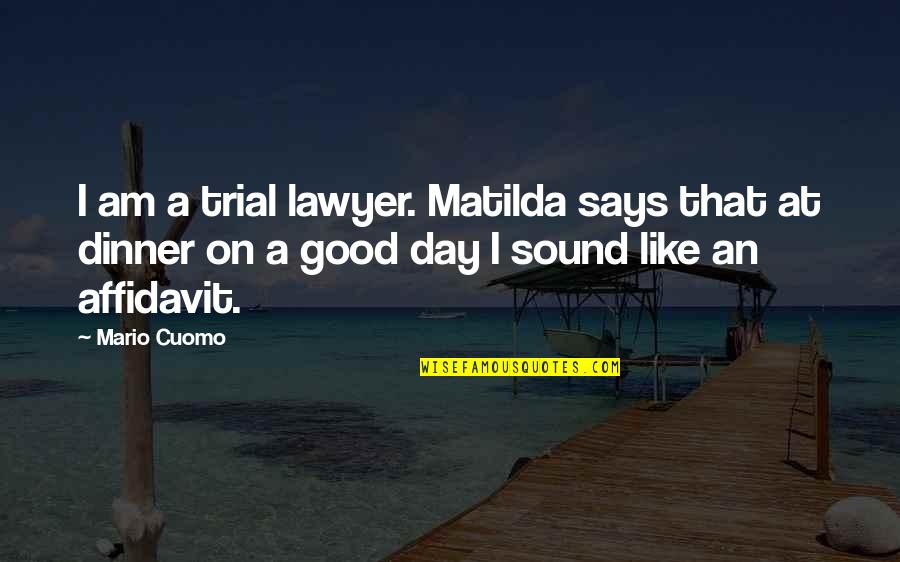 Proud Godmother Quotes By Mario Cuomo: I am a trial lawyer. Matilda says that