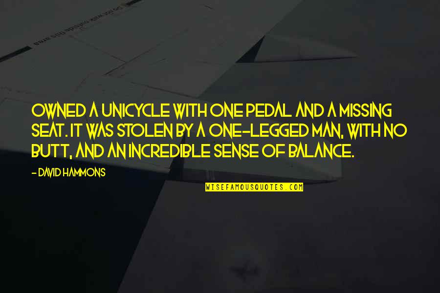 Proud Of Accomplishment Quotes By David Hammons: Owned a unicycle with one pedal and a Proud Of Accomplishment Quotes By David Hammons: Owned a unicycle with one pedal and a
