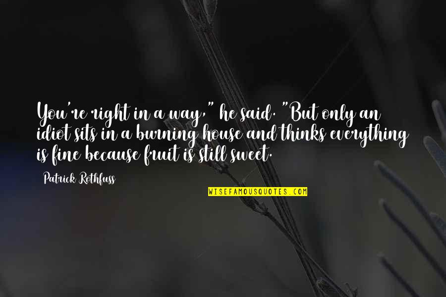 Proud Of Having You Quotes By Patrick Rothfuss: You're right in a way," he said. "But Proud Of Having You Quotes By Patrick Rothfuss: You're right in a way," he said. "But