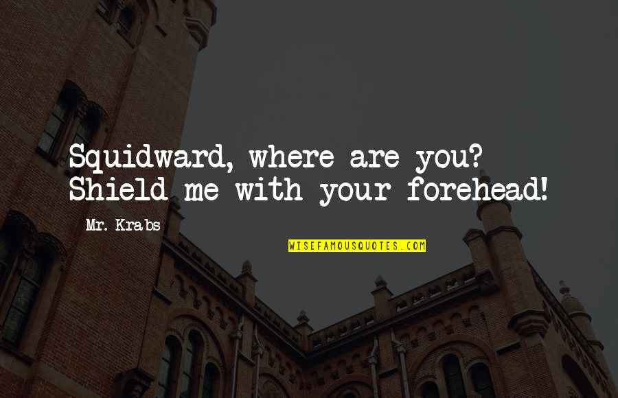 Proud Of Who I Am Today Quotes By Mr. Krabs: Squidward, where are you? Shield me with your