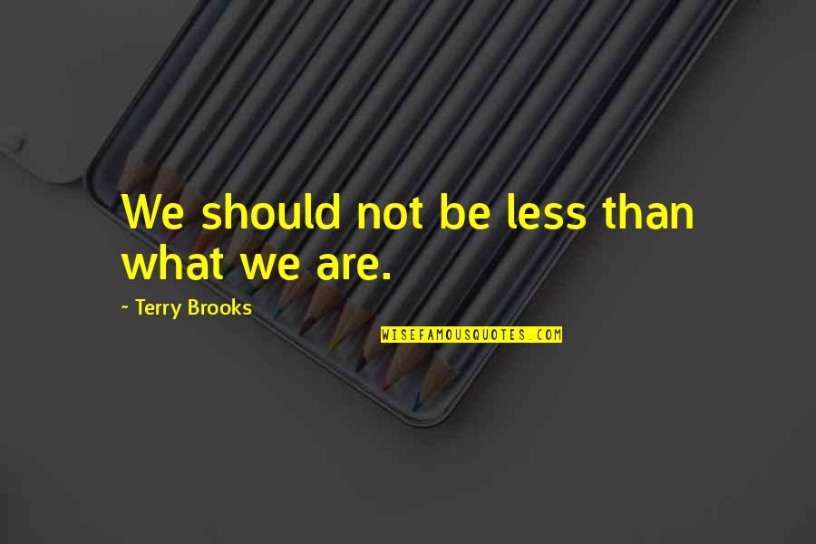 Proud Of Your Accomplishment Quotes By Terry Brooks: We should not be less than what we