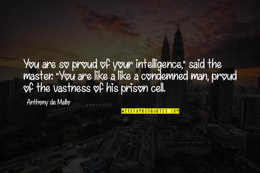 Proud Of Your Man Quotes By Anthony De Mello: You are so proud of your intelligence," said