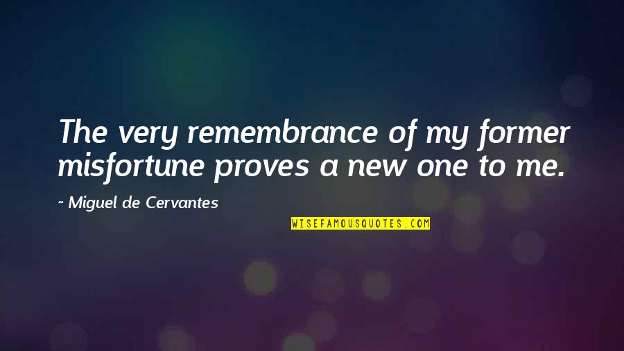 Prove To Me Quotes By Miguel De Cervantes: The very remembrance of my former misfortune proves