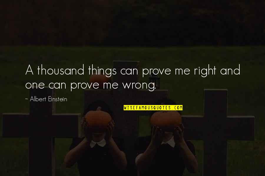 Prove To Me That I Am Wrong Quotes By Albert Einstein: A thousand things can prove me right and